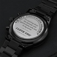 To My Husband - Beautiful Engraved Design Black Chronograph Watch Engraving Chronograph Watch