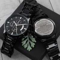 To My Husband - Everyday I Realize How Lucky I Am Being Wife Engraved Black Chronograph Watch Gifts For Man Happy Father's Day Engraving Chronograph Watch