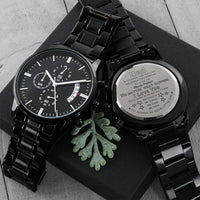 Gift Watch For Dad From Daughter - Father Of Bride - Watch For Men Father's Day Gift Customize Message Chronograph Watch Engraving Chronograph Watch