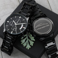 Chrysler Crossfire Coupe Lovers Engraved Emblem Black Chronograph Watch For Crossfire Lovers Engraving Chronograph Watch