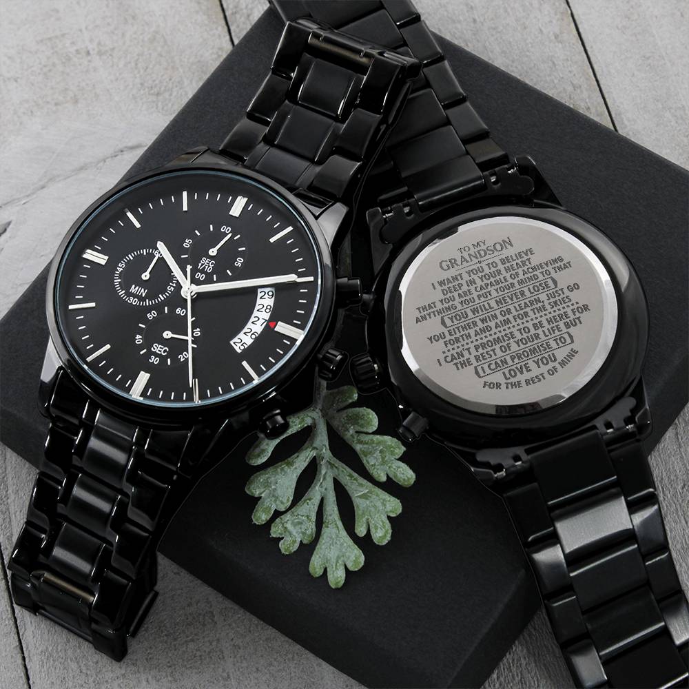 To My Grandson - You Will Never Lose - Best Gifts For Grandson - Chronograph Watch Engraving Chronograph Watch