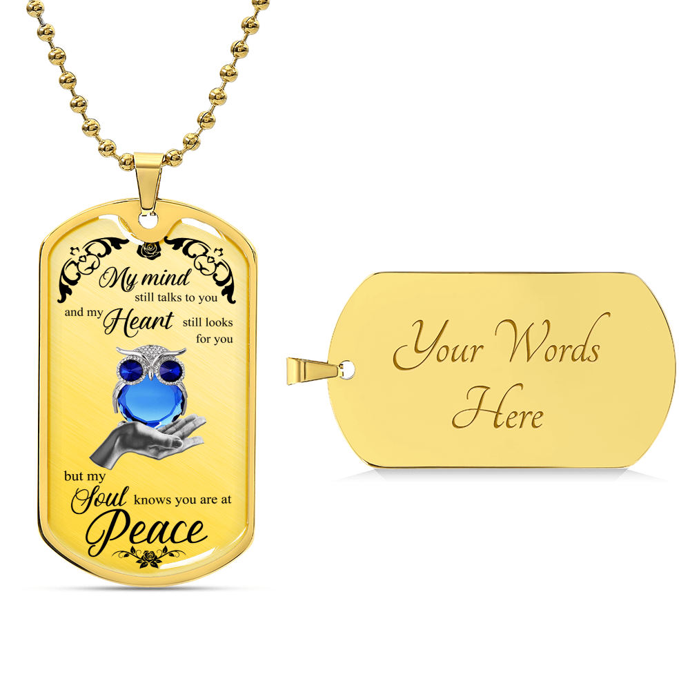 Owl On Lady Hand Luxury Dog Tag - Army Tag Necklace, Dog Tag Necklace