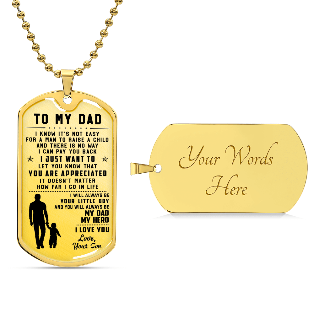 To My Dad - Father's Day Gift From Son - Army Tag Necklace, Dog Tag Necklace