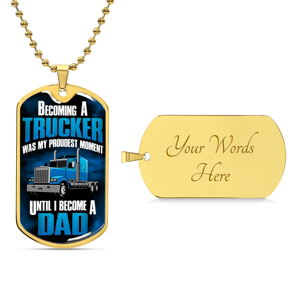 Rucker Dad Gifts Necklace, Drive Safe, Truckers Necklace, Drivers Gift, My Heart Belongs To A Trucker Necklace - Army Tag Necklace, Dog Tag Necklace