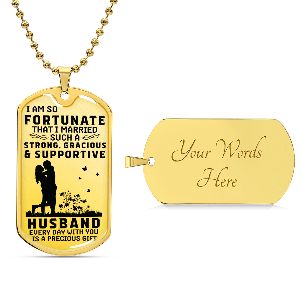 I Love My Husband - Military Style Dog Tag - Army Tag Necklace, Dog Tag Necklace
