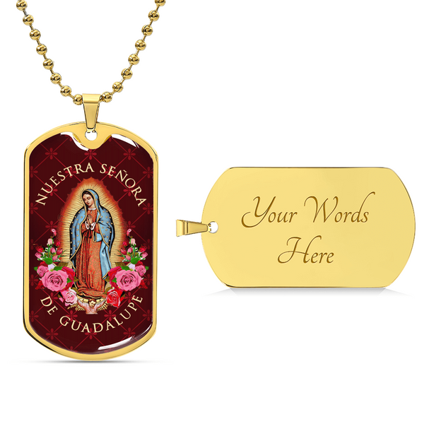 Nuestra Señora De Guadalupe Luxury Dog Tag Necklace - Army Tag Necklace, Dog Tag Necklace