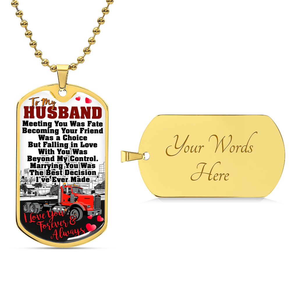 Truckers Necklace, Truck Driver Gift - Gift For Husband, Boyfriend, My Man, Husband Necklace - Father's Day Gift - Army Tag Necklace, Dog Tag Necklace