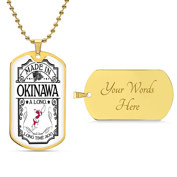Okinawa Necklace, Japan Necklace, Personalized Map Necklace - Army Tag Necklace, Dog Tag Necklace