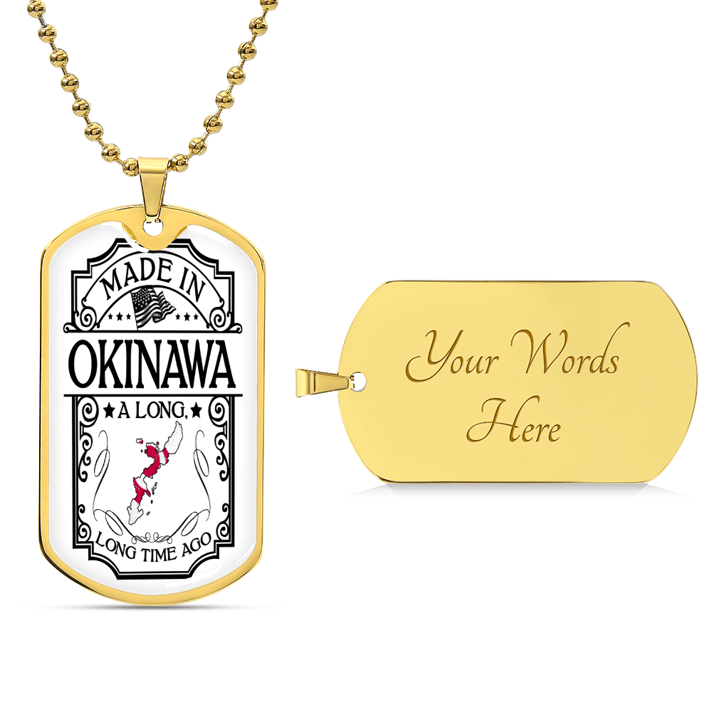 Okinawa Necklace, Japan Necklace, Personalized Map Necklace - Army Tag Necklace, Dog Tag Necklace