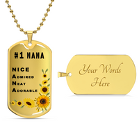 #1 Nana Personalized Dogtag Necklace Gold Mothers Day Gift - Army Tag Necklace, Dog Tag Necklace