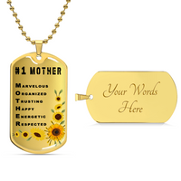 #1 Mother Personalized Dogtag Necklace Gold Mothers Day Gift - Army Tag Necklace, Dog Tag Necklace