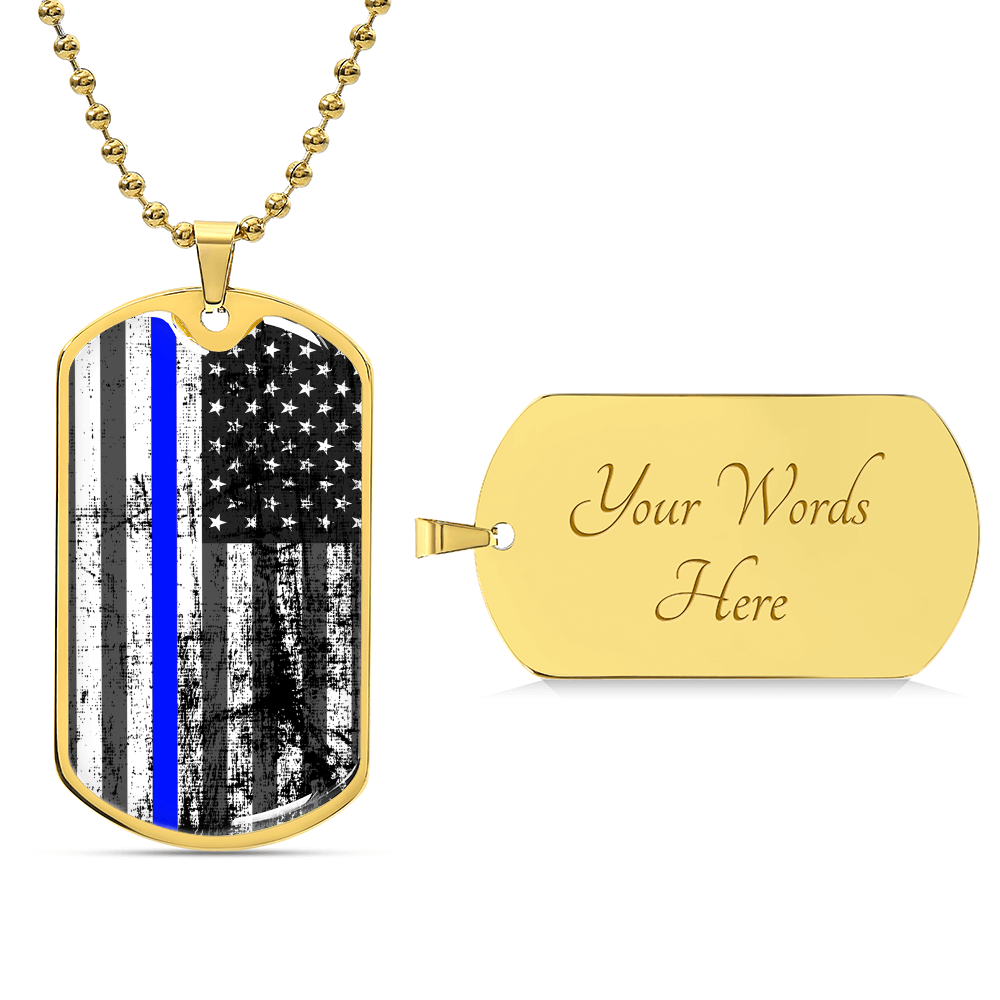 70 Thin Blue Line - Army Tag Necklace, Dog Tag Necklace