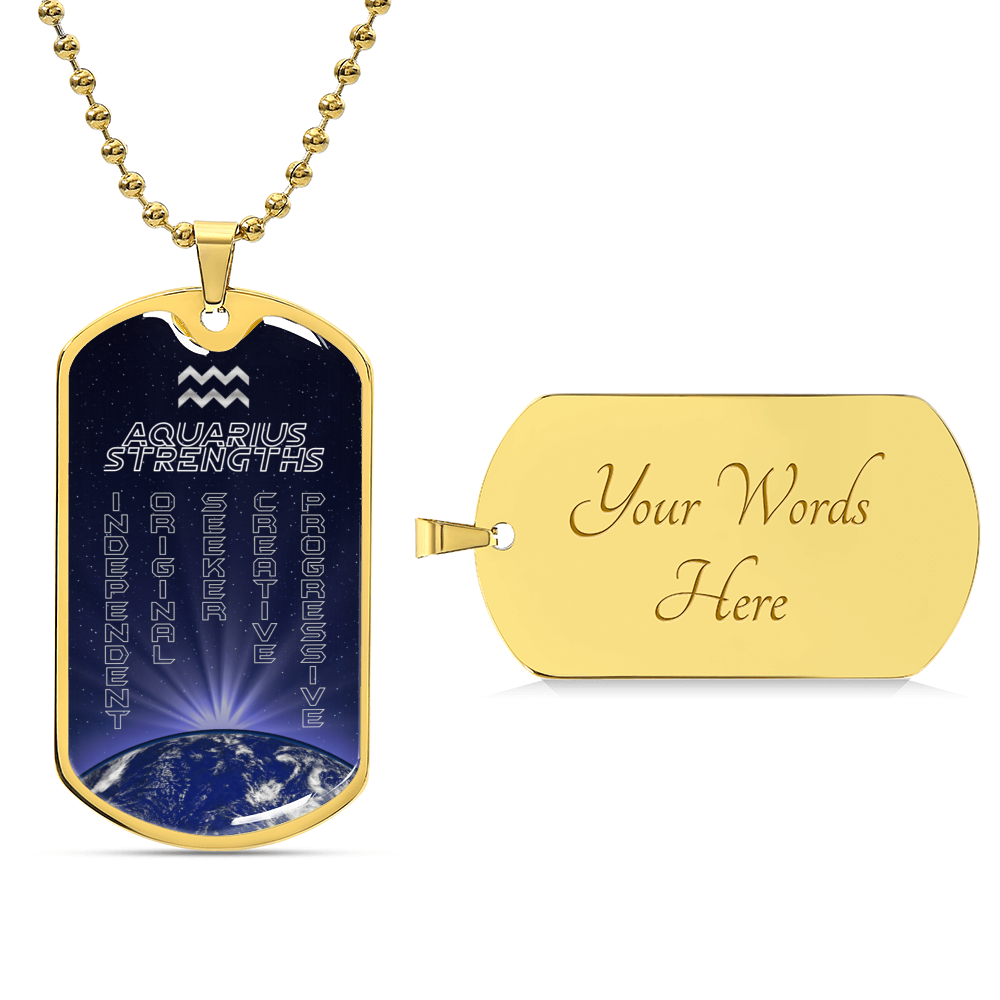 Aquarius Personalized Dog Tag Necklace - Army Tag Necklace, Dog Tag Necklace