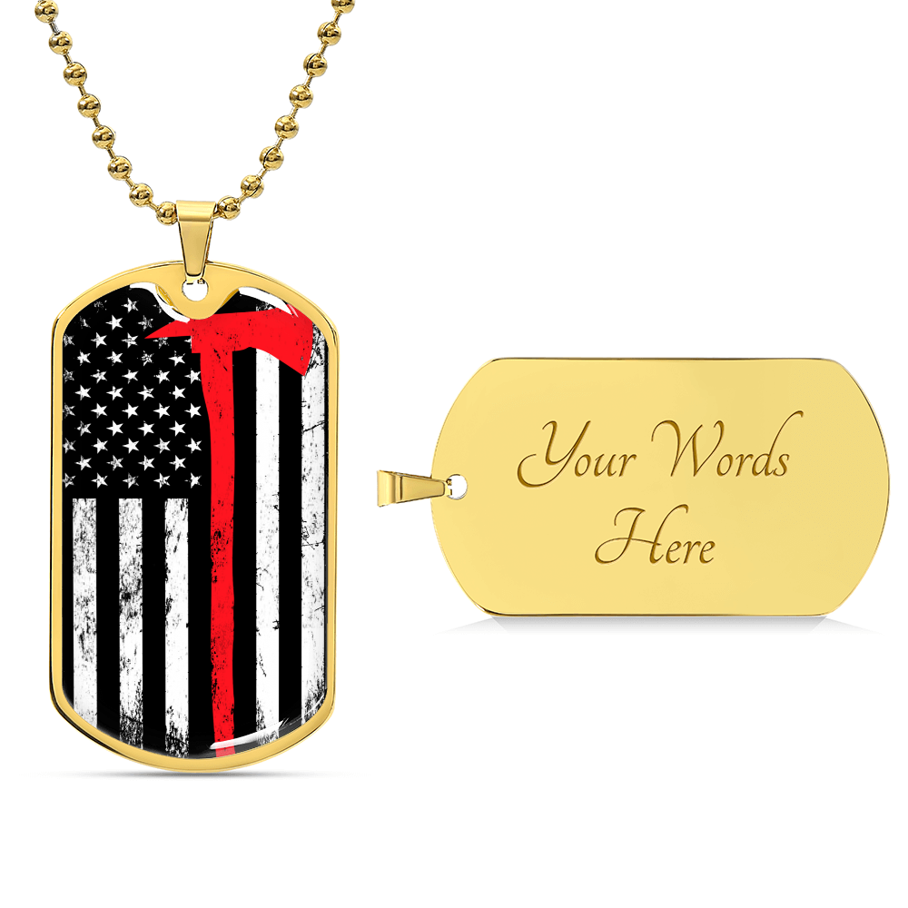 The Thin Red Line Firefighter Dog Tag Pendant Necklace Gifts Engraved Fireman's Dog Tag Engraved Firefighter Dog Tag - Army Tag Necklace, Dog Tag Necklace
