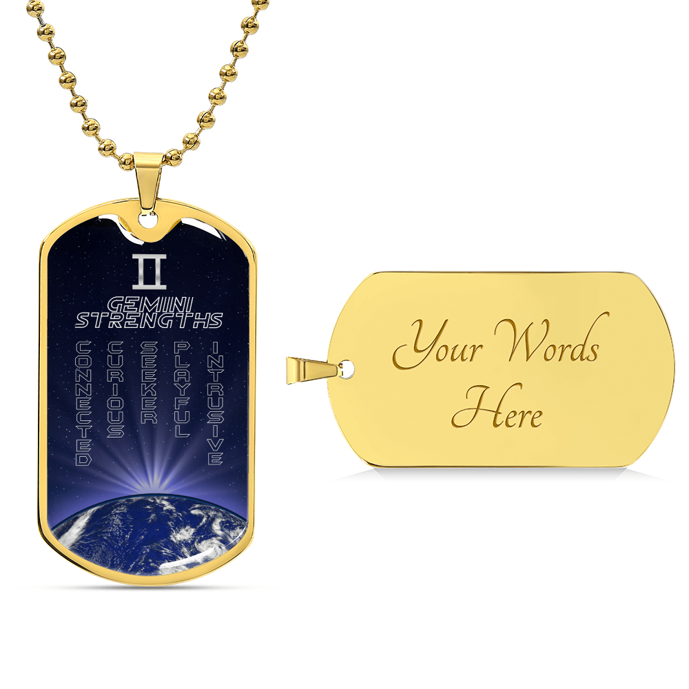 Gemini Ball Chain Dog Tag Necklace - Army Tag Necklace, Dog Tag Necklace
