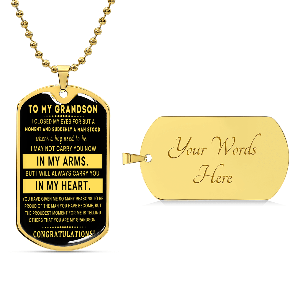 Graduation Gift For Grandson - Army Tag Necklace, Dog Tag Necklace