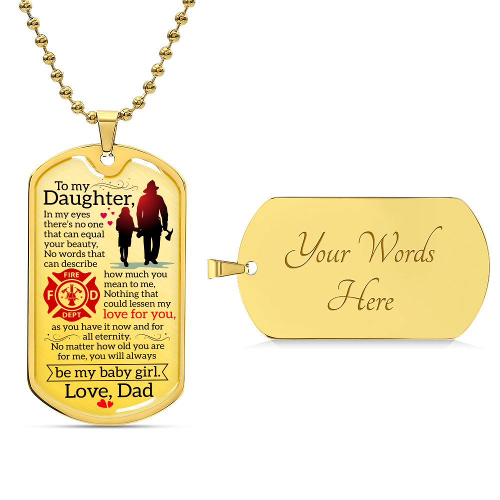 Firefighter's Daughter - Premium Dog Tag - Army Tag Necklace, Dog Tag Necklace
