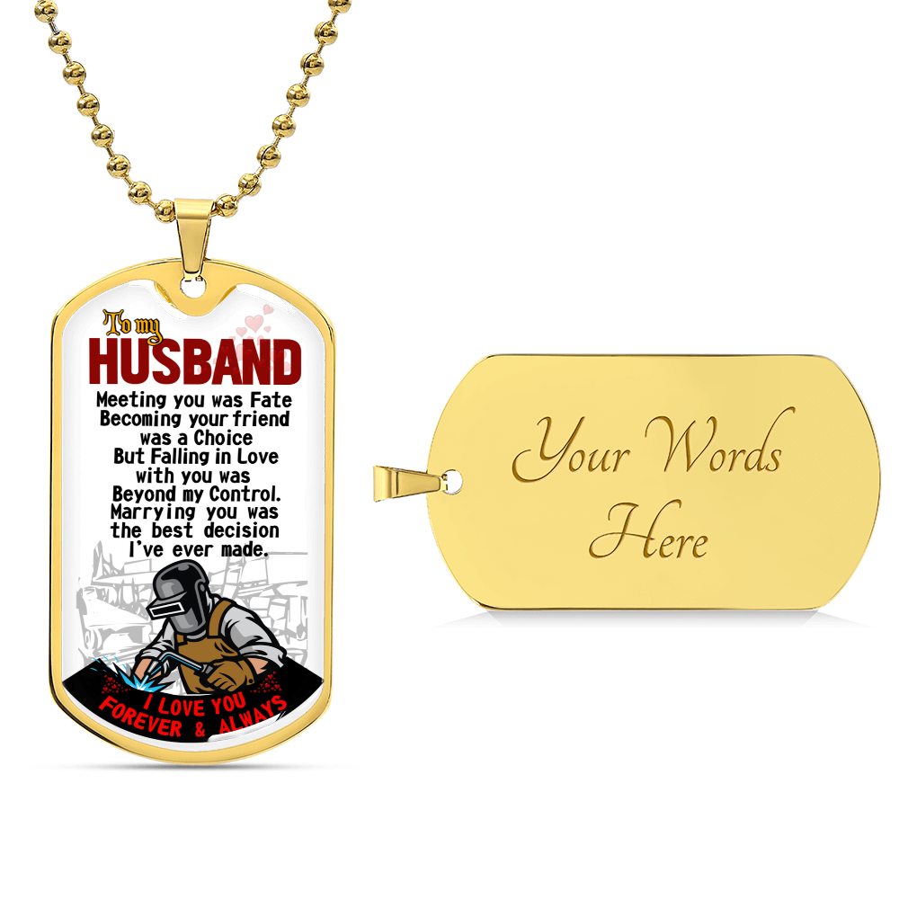 Welder Profession - Welder Husband - Welder Husband Gift From Wife - Welder's Wife - Welding Jobs - Welding Husband Birthday Gift - Army Tag Necklace, Dog Tag Necklace
