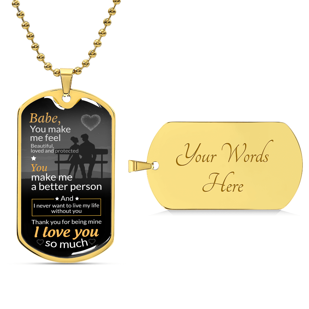 Babe, Thank You For Being Mine Necklace - Army Tag Necklace, Dog Tag Necklace