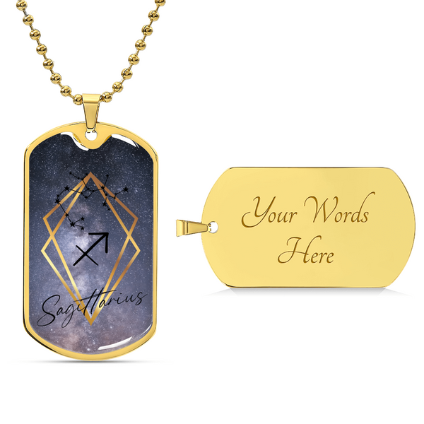 Sagittarius Galaxy Personalized Dog Tag Necklace - Army Tag Necklace, Dog Tag Necklace