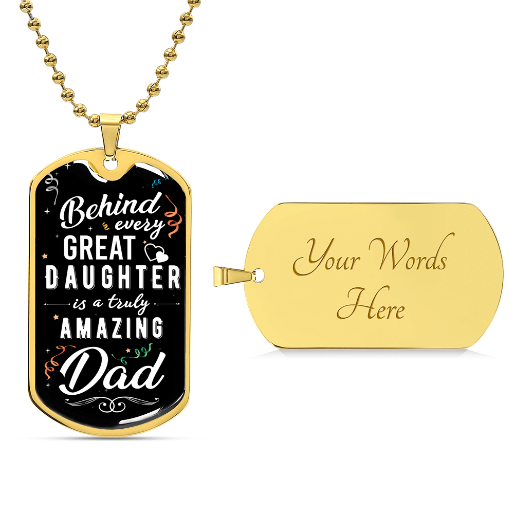 Father Daughter Gift - Father's Day Gift - Birthday Gift For Dad -  Gift From Daughter - Father Gift - Gift For Him - Army Tag Necklace, Dog Tag Necklace