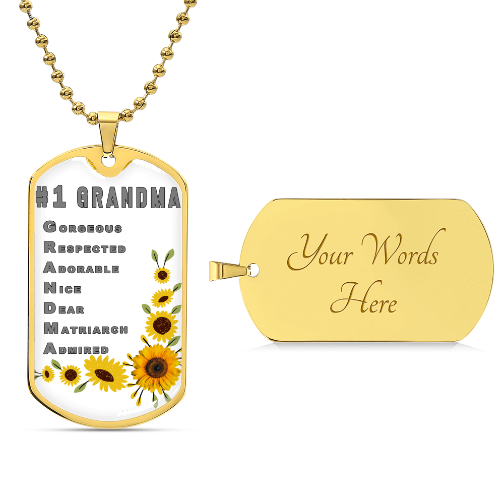 #1 Grandma Personalized Dogtag Necklace White Mothers Day Gift - Army Tag Necklace, Dog Tag Necklace