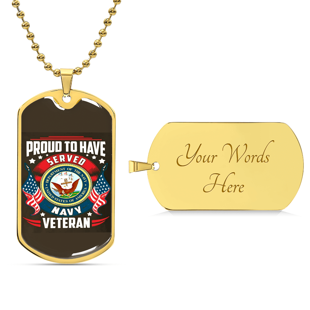 Navy Veteran Dog Tag - Army Tag Necklace, Dog Tag Necklace