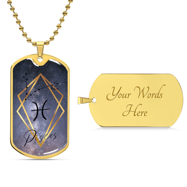 Pisces Galaxy Personalized Dog Tag Necklace - Army Tag Necklace, Dog Tag Necklace