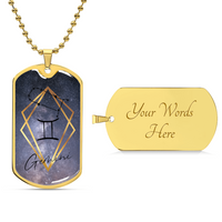 Gemini Galaxy Personalized Dog Tag Necklace - Army Tag Necklace, Dog Tag Necklace