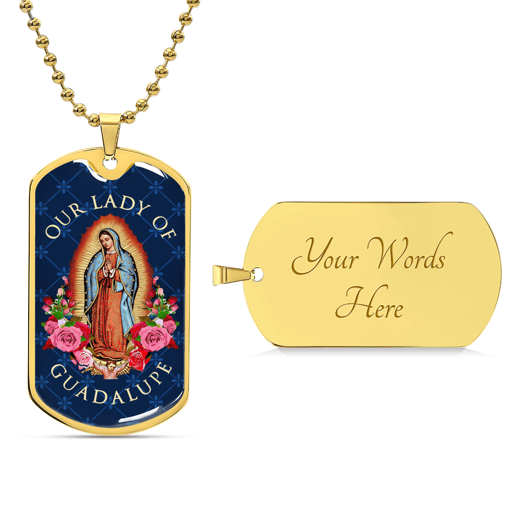 Our Lady Of Guadalupe Luxury Dog Tag Necklace - Army Tag Necklace, Dog Tag Necklace