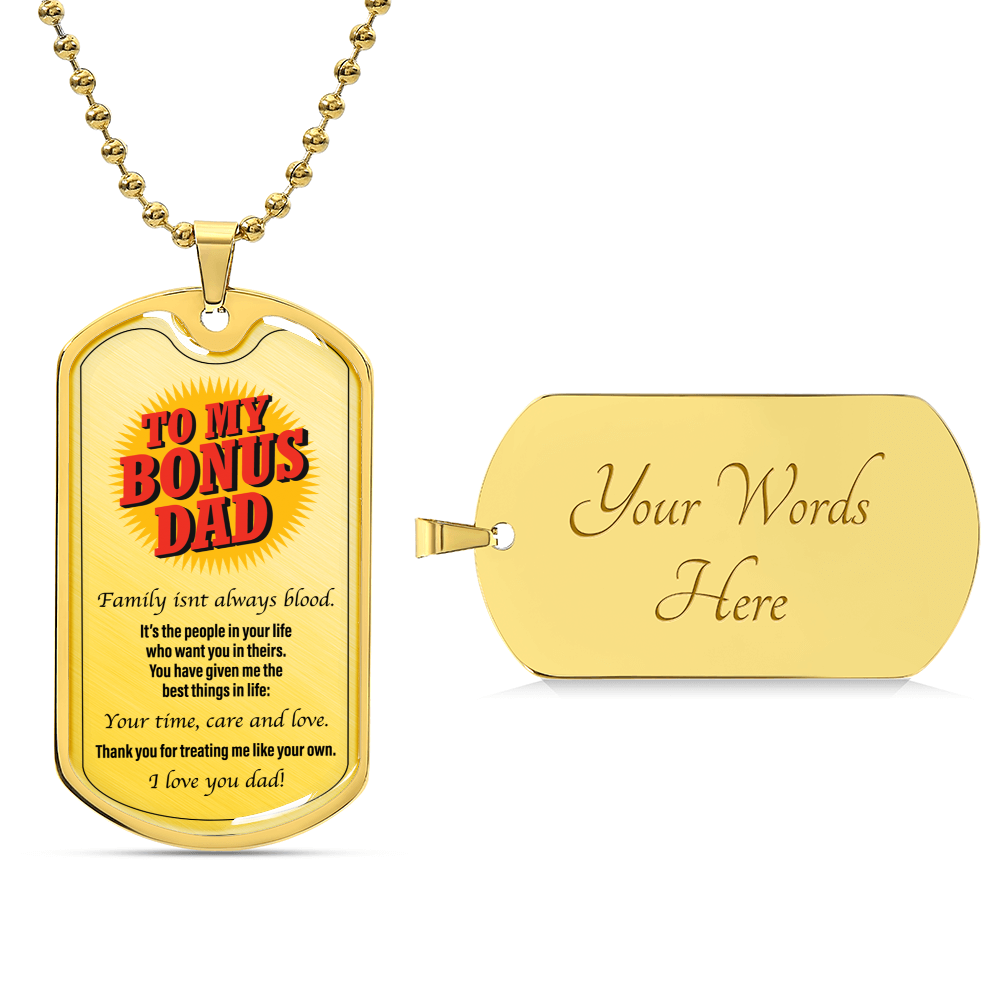 To My Bonus Dad - Lovetag - Army Tag Necklace, Dog Tag Necklace