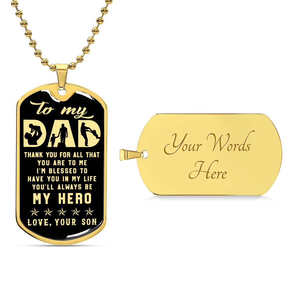 To My Dad Father's Day Gift From Son - Army Tag Necklace, Dog Tag Necklace