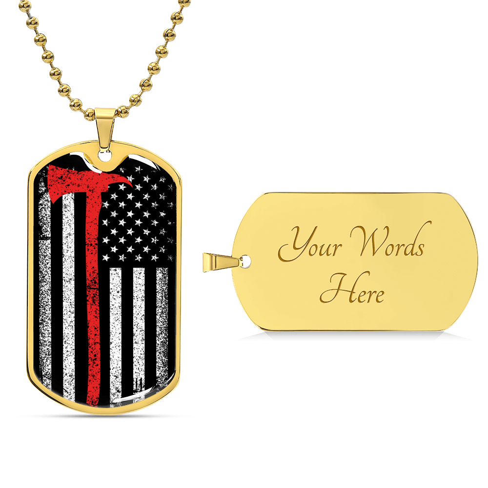 Firefighter Thin Red Line - Military Style Dogtag - Army Tag Necklace, Dog Tag Necklace