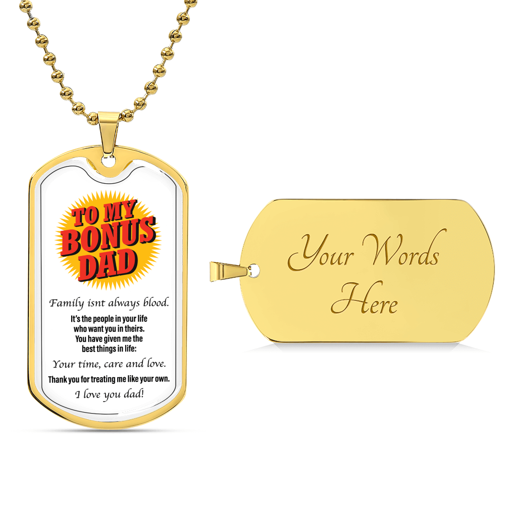 Father - You Are My World Artisan Necklace, Father's Day Gift, Happy Father's Day, Gift For Fathers Day, Bonus Dad - Army Tag Necklace, Dog Tag Necklace