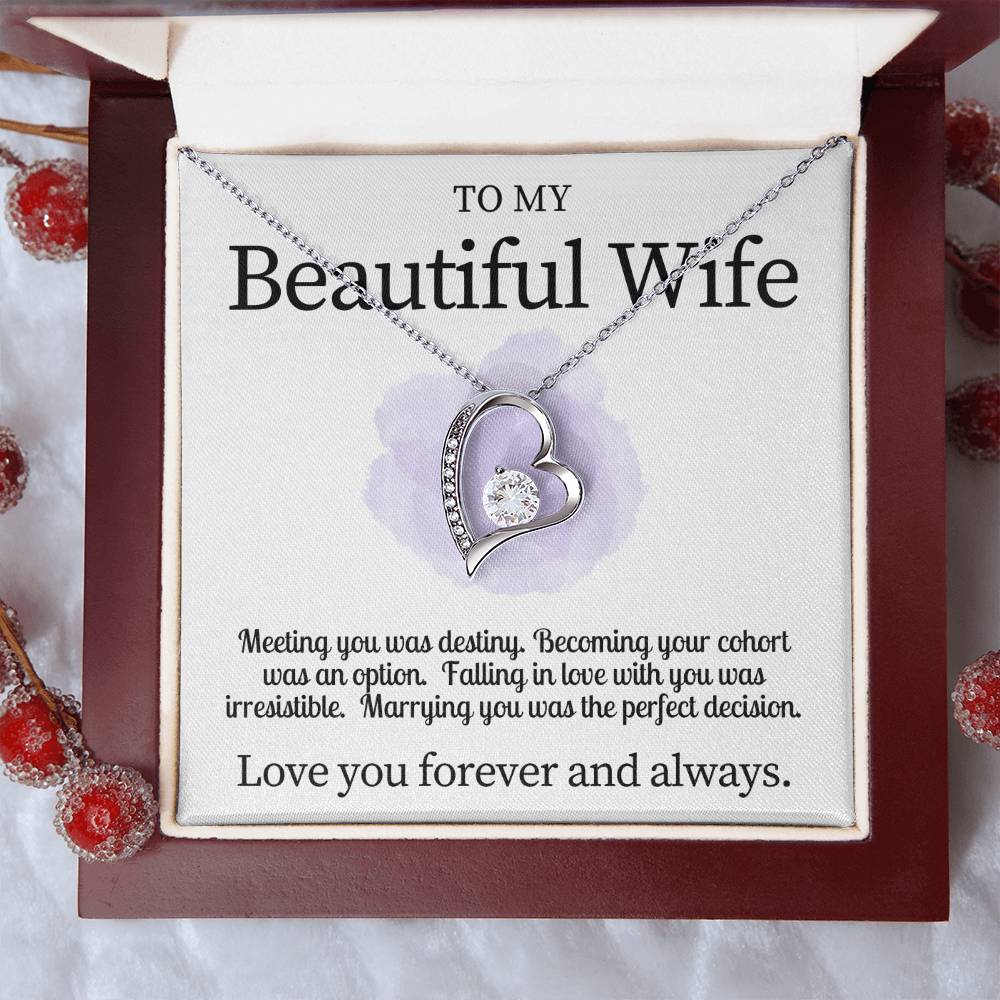 Beautiful Wife Valentine's Heart Gift Necklace Forever Love Necklace