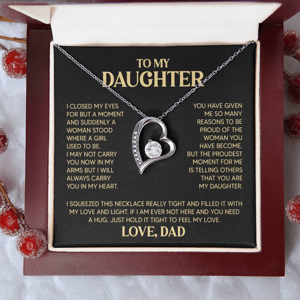 Daughter Heart Necklace  Love Dad Forever Love Necklace