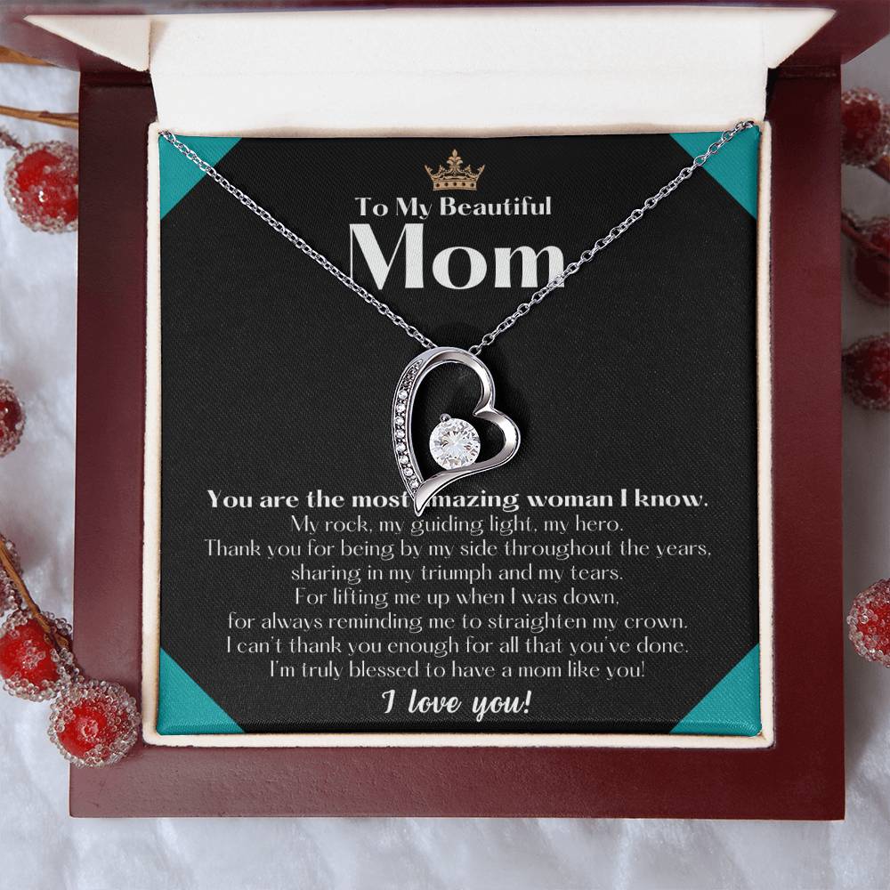 To My Beautiful Mom Necklace Badass Mom Gift Mother’s Day Gift Birthday Gift Gift From Daughter On Wedding Day Forever Love Necklace