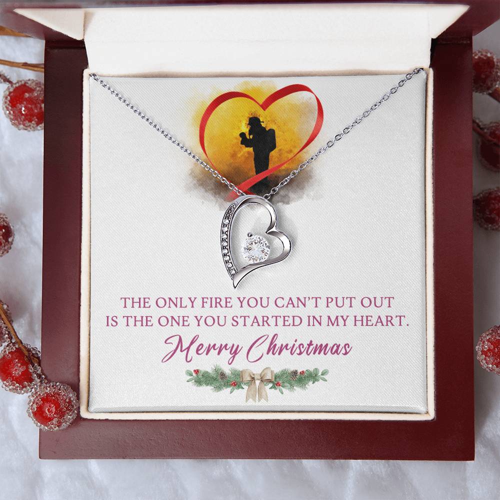 Merry Christmas To My Firefighter 14k Gold Necklace Forever Love Necklace