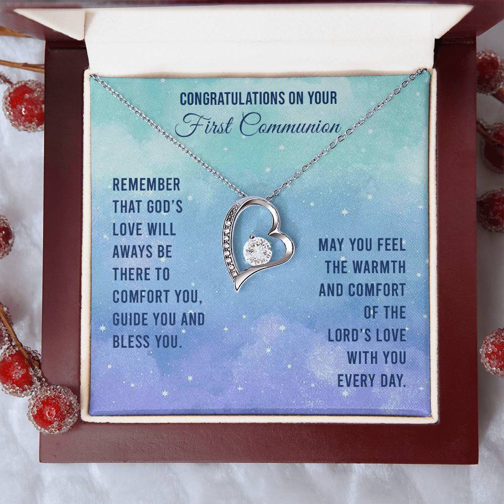 Congratulations On Your First Communion Remember That God's Love Will Aways Be There To Comfort You Guide You And Bless Necklace Forever Love Necklace