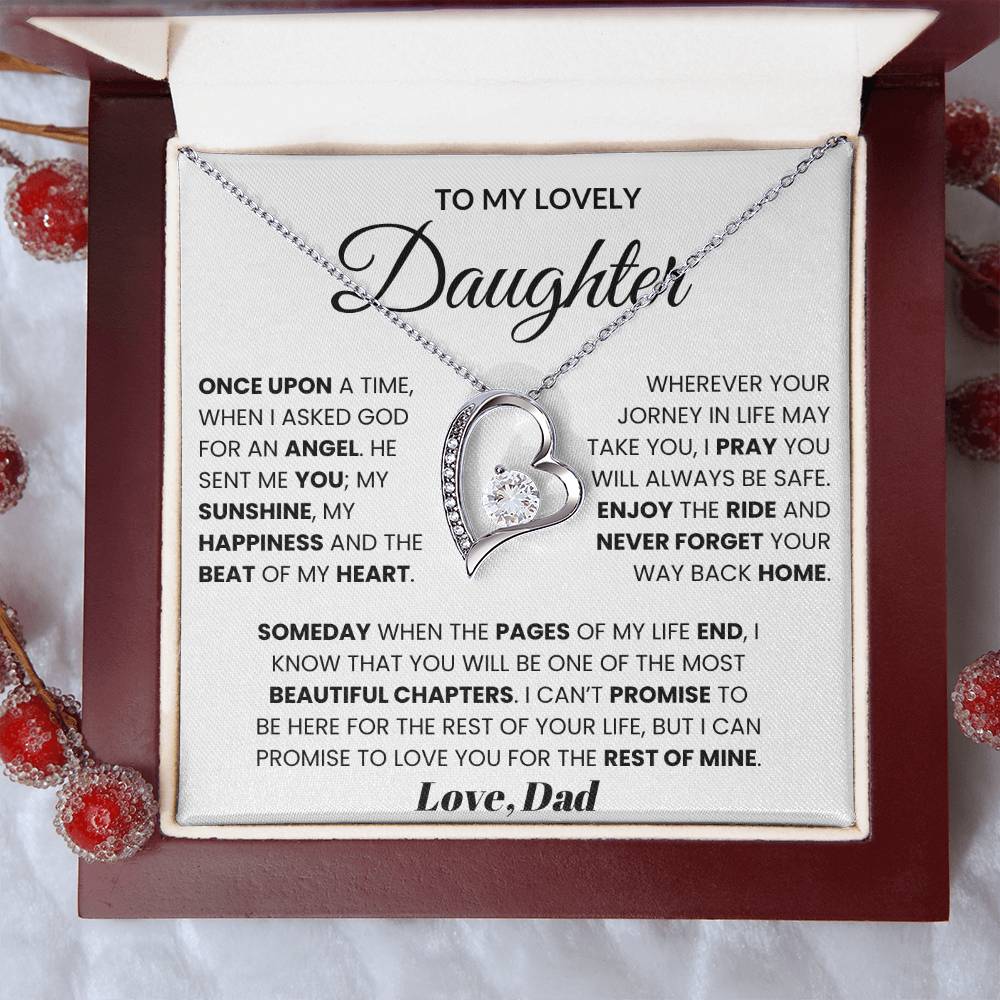 To My Lovely Daughter - Once Upon A Time, When I Asked God For An Angel Forever Love Necklace