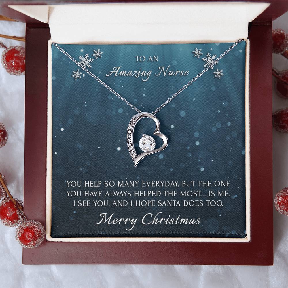 Merry Christmas To An Amazing Nurse 14K Gold Necklace Forever Love Necklace