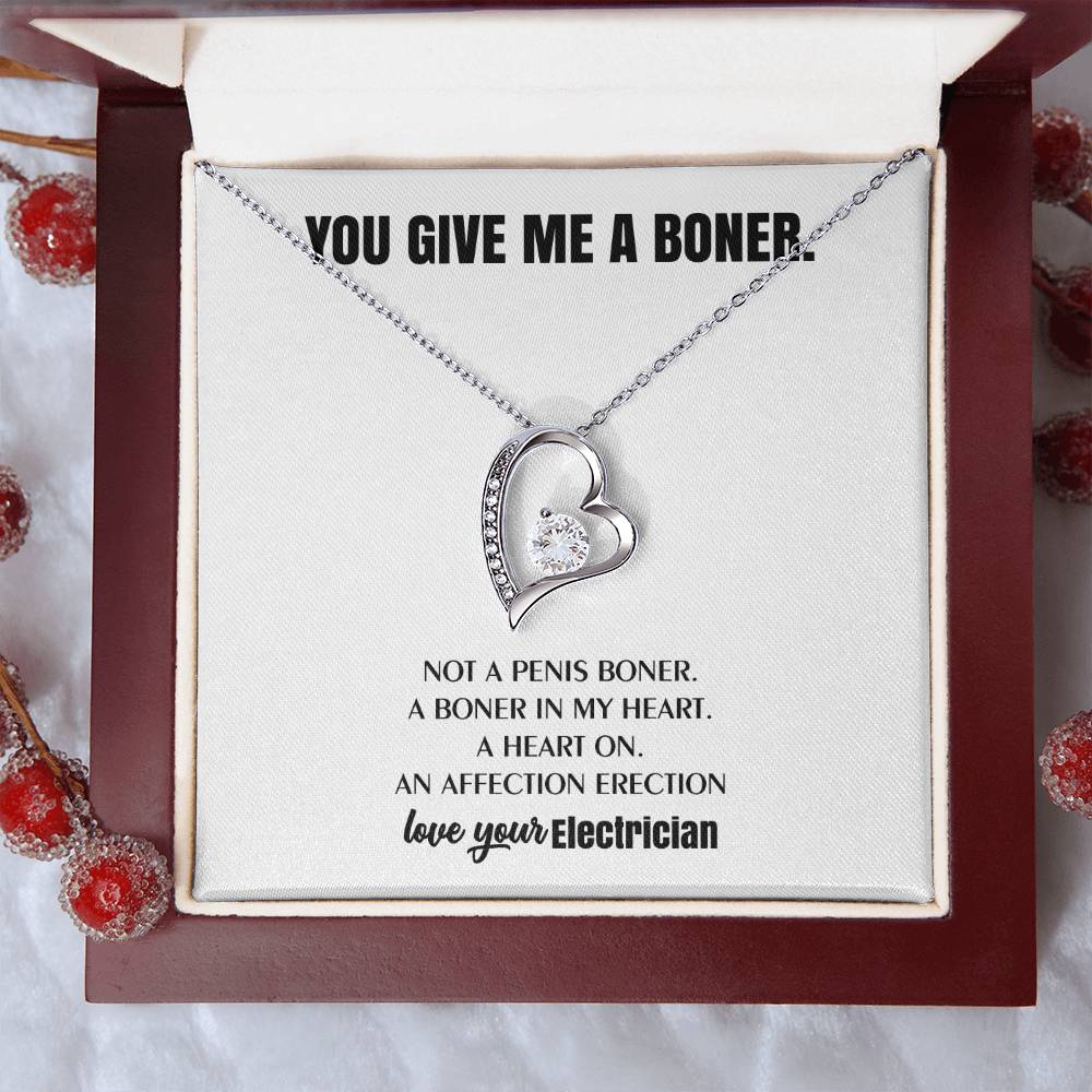 You Give Me A Heart Boner An Affection Erection Funny & Sarcastic Love For Her ♥ Mature Best Funny Gag Gifts For Electrician Wife On Special Days Forever Love Necklace