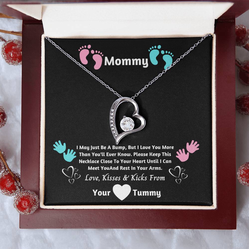 Mommy Heart Necklace- I Can't Wait To Meet You New Mommy Necklace New Mom Gift First Time Mom Forever Love Necklace