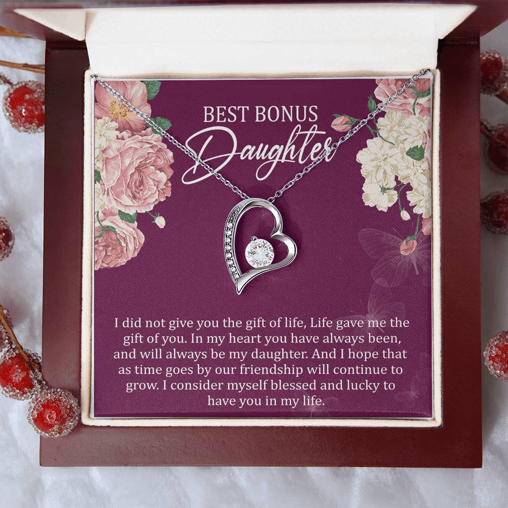 Best Bonus Daughter Birthday Message Card Gift Bonus Daughter Step Daughter Gift Bonus Daughter Necklace Forever Love Necklace