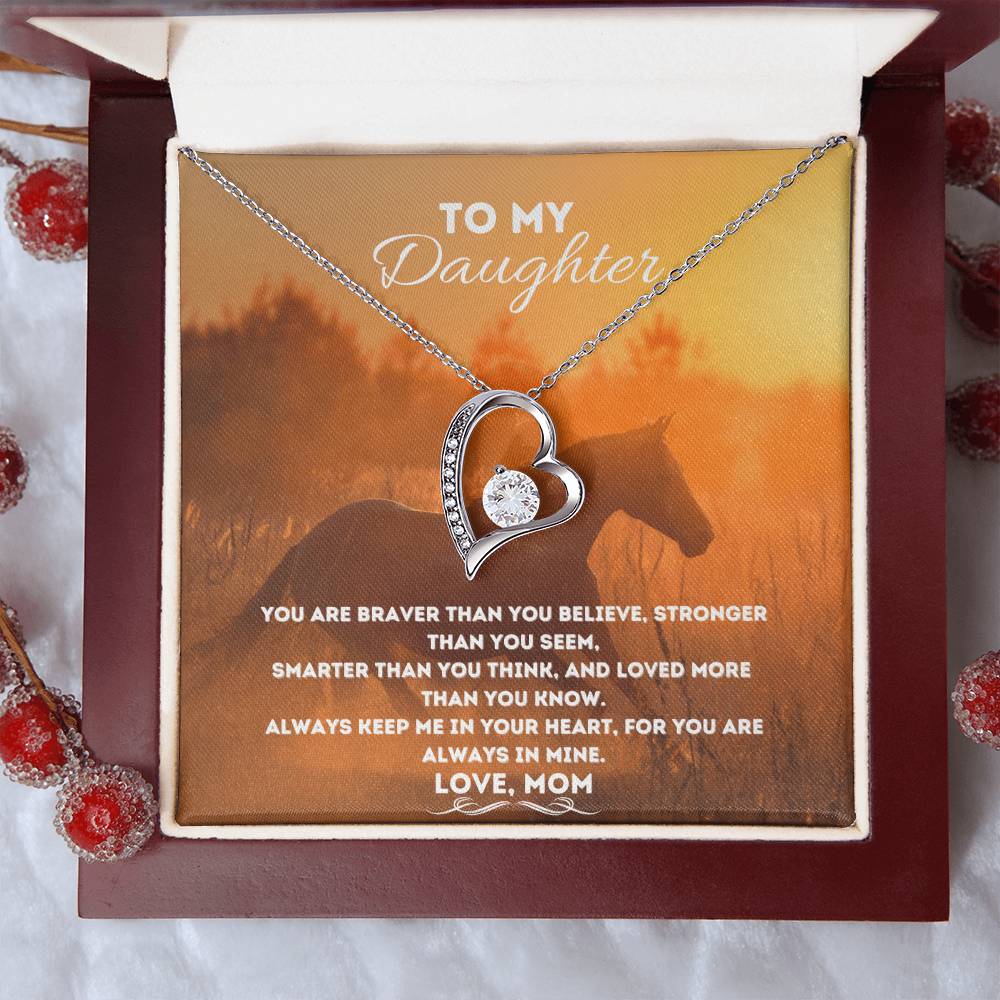 Mom To Daughter Gift You Are Braver Than You Believe To My Daughter Horse Lover Gift Horse Necklace Horse Jewelry For Girl Forever Love Necklace