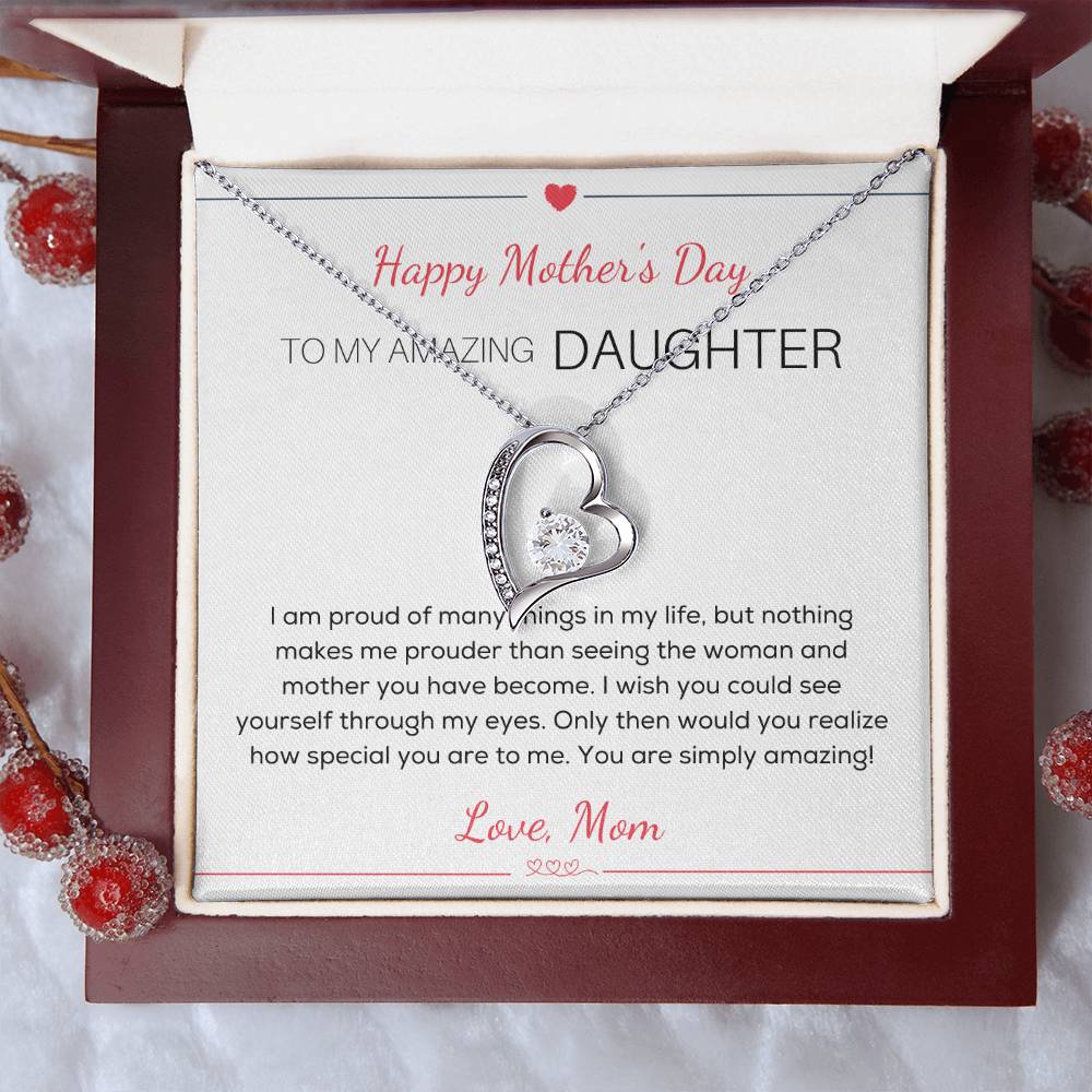 To My Amazing Daughter Necklace Happy Mother's Day Gift For Daughter From Mom Mother's Day Necklace For Daughter Amazing Daughter Necklace From Dad Forever Love Necklace