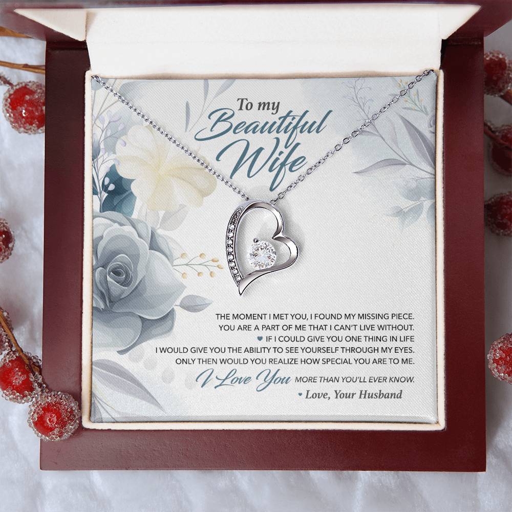 To My Beautiful Wife My Missing Piece Necklace Forever Love Necklace