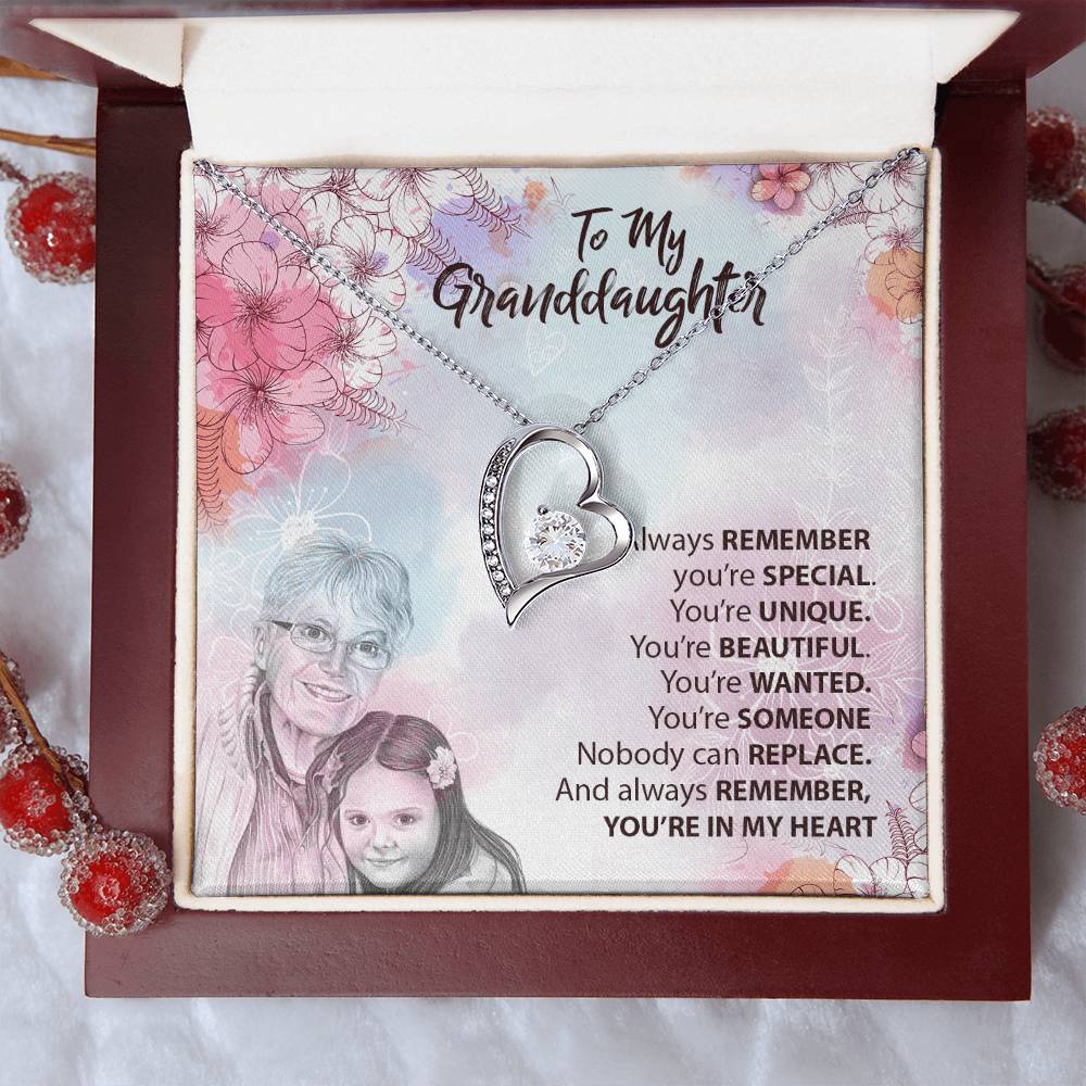 To Our Granddaughter White Gold Necklace Forever Love Necklace