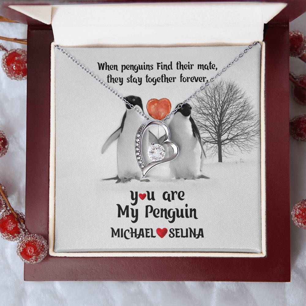 Girlfriend Necklace Adorable Necklace Couple Necklace Penguin Necklace You Are My Penguin You're My Penguin Wife Gift Penguin Jewelry Forever Love Necklace