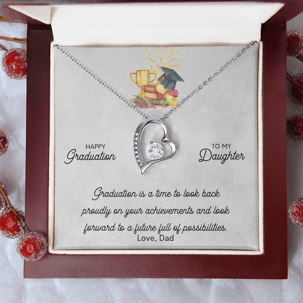 Graduation Happy Graduation To My Daughter Open Heart Necklace From Dad 1 Forever Love Necklace